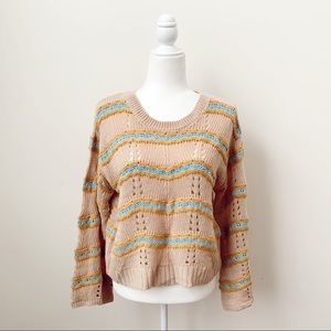 Alya Wavy Striped Wide Sleeve Sweater